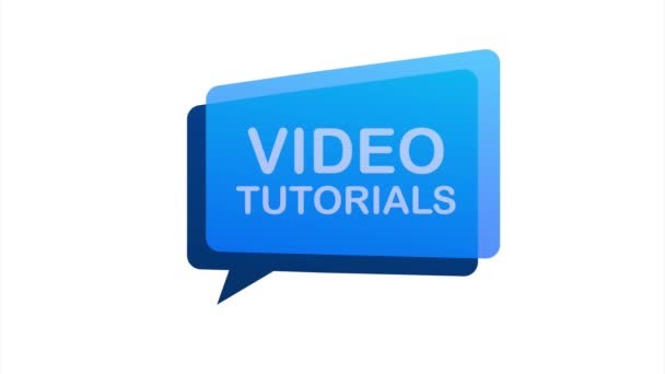 Conceito de ícone de tutoriais em vídeo. Antecedentes de estudo e aprendizagem, educação à distância e crescimento do conhecimento. Vídeo conferência e webinar ícone, internet e serviços de vídeo. Ilustração. — Vídeo de Stock