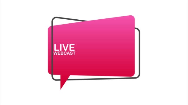 Pulsante Webcast live, icona, emblema, etichetta. illustrazione delle scorte. — Video Stock