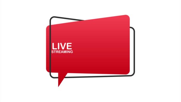 Live stream płaskie logo, czerwony element projektu z przyciskiem odtwarzania. ilustracja. — Wideo stockowe