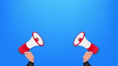 Yararlı El Tutma Megafonu. Megafon bayrağı. Web tasarımı. Stok illüstrasyonu.
