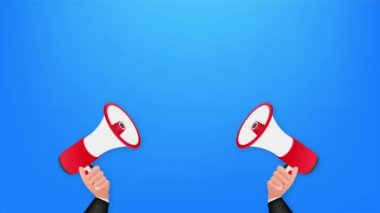 En son haberlerle El Tutma Megafonu. Megafon bayrağı. Web tasarımı. hisse illüstrasyonu.