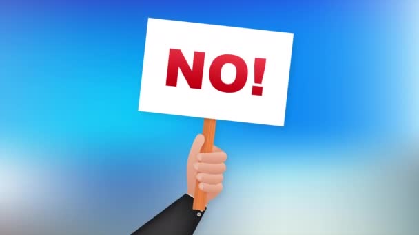 No sign. Cartoon poster with hand holding placard for banner design. Banner, Billboard design. stock illustration. — Stock Video