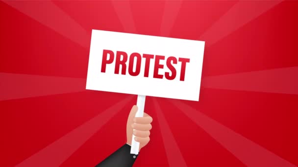 Protestující drží protestní znamení. stock ilustrace. — Stock video
