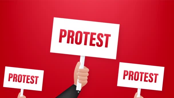 Protesters hands holding protest signs. stock illustration. — Stock Video