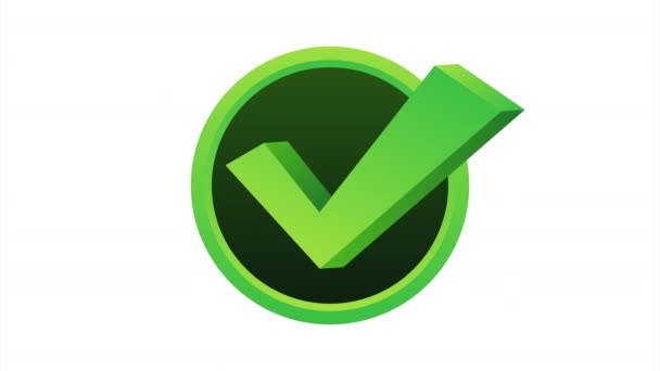 Check mark. Green approved star sticker on white background.  stock illustration. — Stock Video