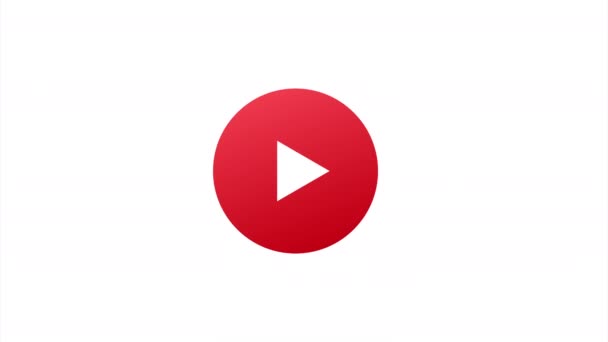 Live stream flat logo - κόκκινο στοιχείο σχεδιασμού με κουμπί play. απεικόνιση. — Αρχείο Βίντεο