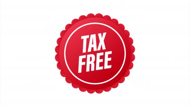 Moderno cartello rosso tax free su sfondo bianco. illustrazione delle scorte. — Video Stock