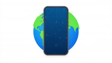VoIP teknolojisi, IP üzerinden ses. İnternet 'ten sancağa. resimleme.