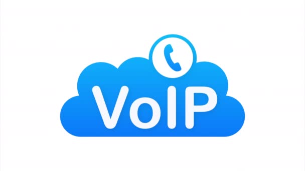 Технология VoIP, голос по IP. Интернет вызывает баннер. иллюстрация. — стоковое видео
