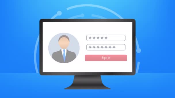 Login page on laptop screen. Notebook and online login form, sign in page. User profile, access to account concepts. illustration. — Stock Video