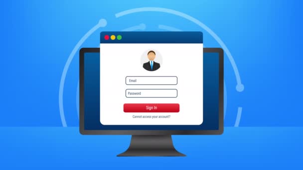 Login page on laptop screen. Notebook and online login form, sign in page. User profile, access to account concepts. illustration. — Stock Video