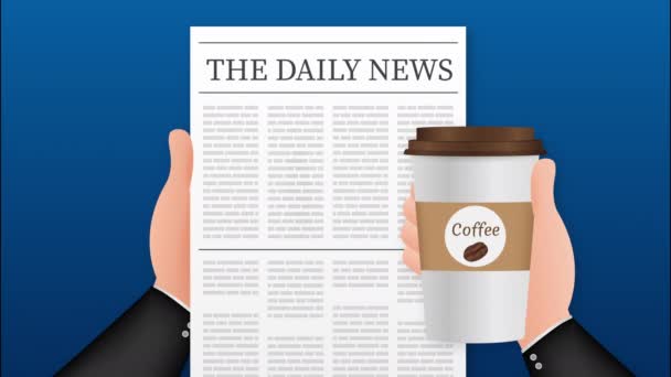 Mock up of a blank daily newspaper. Fully editable whole newspaper in clipping mask. stock illustration. — Stock Video