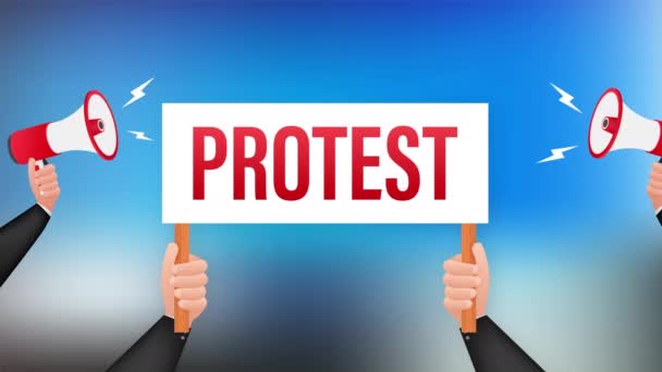 Protesters hands holding protest signs. stock illustration. — Stock Video