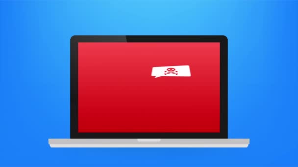 Ciberataque. Data Phishing com gancho de pesca, laptop, segurança na internet. ilustração de estoque. — Vídeo de Stock