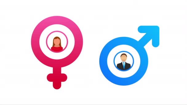 Hombres y mujeres símbolo. Icono de género. ilustración de stock. — Vídeo de stock