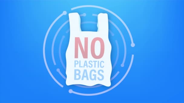 Diz não ao cartaz dos sacos de plástico. A campanha para reduzir o uso de sacos de plástico para colocar. ilustração de estoque. — Vídeo de Stock