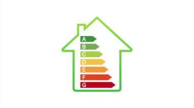 Enerji verimliliği şeması ve ev konsepti. Ev ikonu. Güneş enerjisi. Yeşil ev. hisse illüstrasyonu.