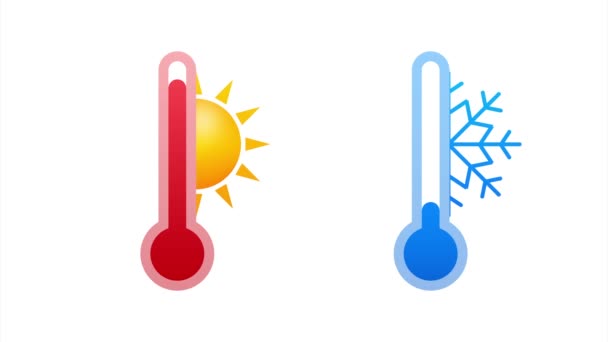 Termometro moderno, sfondo estivo. Termometro in stile cartone animato. Termostato. illustrazione delle scorte. — Video Stock