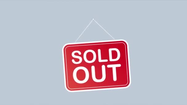 Sold out hanging sign on white background. Sign for door. illustration. — Stock Video