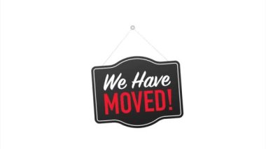 Beyaz arka planda asılı levhayı hareket ettirdik. Kapıya imza atın. hisse illüstrasyonu.