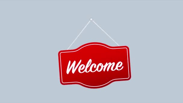 Welcome hanging sign on white background. Sign for door. illustration. — Stock Video