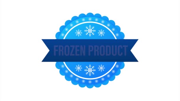 Produit surgelé bleu sur fond blanc. Logo alimentaire. illustration de stock. — Video