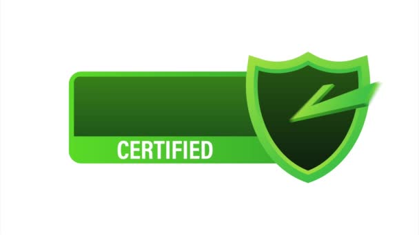 ISO 22000 Certifierat märke, ikon. Certifieringsstämpel. Platt design . — Stockvideo