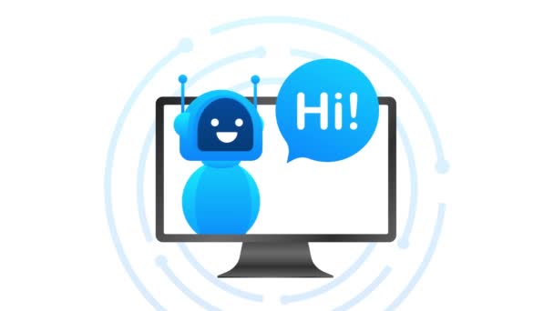 Значок робота. Дизайн бот-таблички. Символ Chatbot. Бот голосовой поддержки. Онлайн-поддержка бота. иллюстрация. — стоковое видео