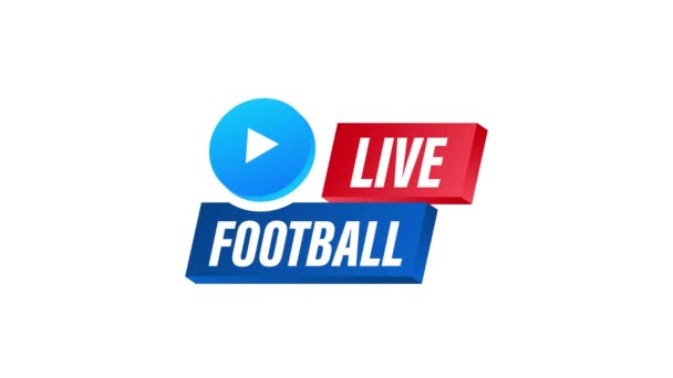 Live Football streaming Ícone, Botão para radiodifusão ou transmissão de futebol online. Ilustração das existências. — Vídeo de Stock