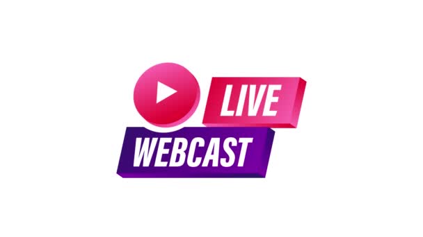 Pulsante live webcast, icona. illustrazione delle scorte. — Video Stock