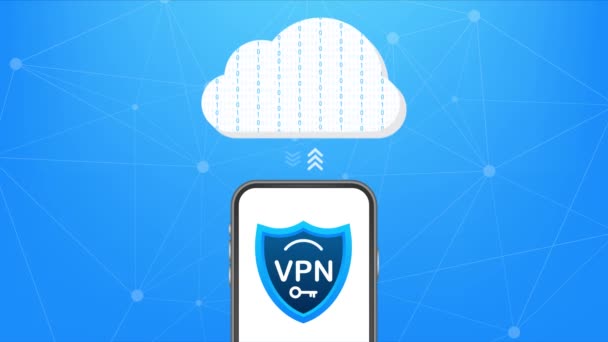 Conceptul de conexiune securizată VPN. Prezentare generală a conectivității rețelei private virtuale. ilustrație stoc . — Videoclip de stoc