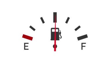 Yakıt göstergesi. Tasarım için beyaz arkaplan, Boş Enerji. Hareket grafikleri.