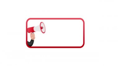 El Tutma Megafonu açıldı. Megafon bayrağı. Web tasarımı. Hareket grafikleri.