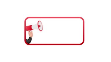 En son haberlerle birlikte megafon etiketi. Megafon bayrağı. Web tasarımı. Hareket grafikleri.