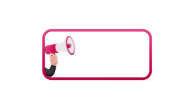 Hızlı anket ile megafon etiketi. Megafon bayrağı. Web tasarımı. Hareket grafikleri.