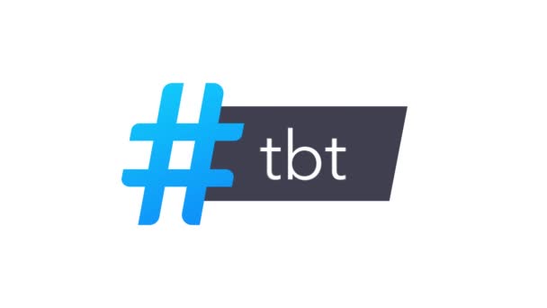 Tbt hashtag Thursday throwback symbol. Графика движения. — стоковое видео