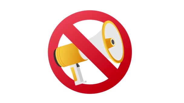 No megaphone speaker sign or no outbound speaker. Motion graphics. — Stock Video