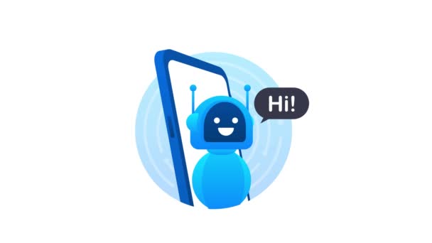 Robotikon. Bot tecken design. Chatbot symbolkoncept. Röstsupport bot. Online support bot. Rörlig grafik. — Stockvideo