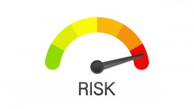 Hız göstergesinde risk simgesi. Yüksek risk ölçer. Hareket tasarımı.