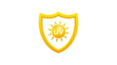 UV koruması. Güneş ikonu sembolü. Tehlike sembolü. UV radyasyonu. Hareket grafikleri.