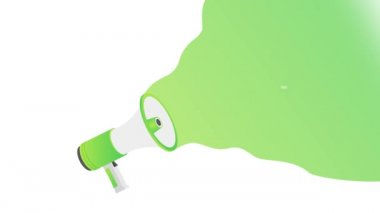 El ele megafon, bir arkadaşa yönlendir. Hareket grafikleri.