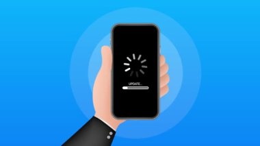 Sistem yazılım güncellemesi, veri güncellemesi veya ekrandaki ilerleme çubuğuyla senkronize et. Hareket tasarımı.