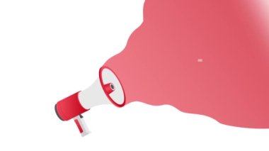 Önemli bir mesajı olan el ele tutuşan megafon. Megafon bayrağı. Web tasarımı. Hareket grafikleri.