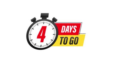 4 gün kaldı. Geri sayım zamanlayıcısı. Saat simgesi. Zaman simgesi. Sayım zamanı indirimi. Hareket grafikleri.