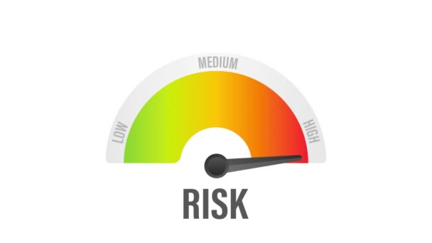 Kockázat ikon a sebességmérőn. Magas kockázatmérő. Mozgókép. — Stock videók