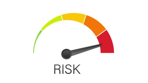 Risk icon on speedometer. High risk meter. Motion design. — Stock Video