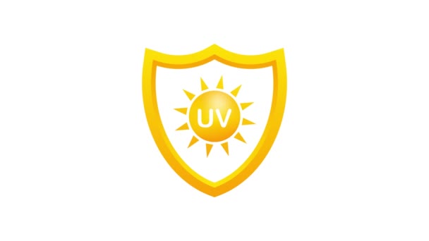 UV koruması. Güneş ikonu sembolü. Tehlike sembolü. UV radyasyonu. Hareket grafikleri. — Stok video