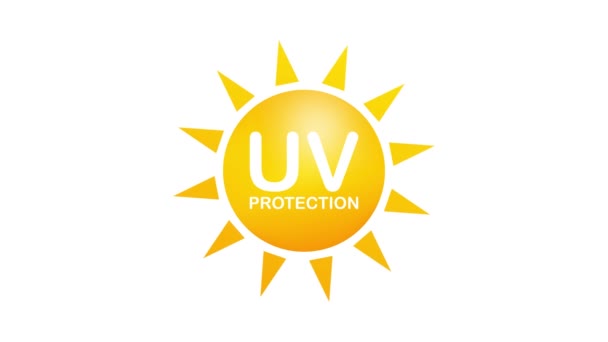 Protección UV. Símbolo icono del sol. Símbolo de peligro. Radiación ultravioleta. Gráficos en movimiento. — Vídeo de stock