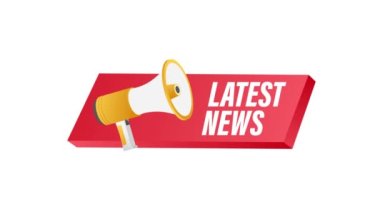 En son haberlerle birlikte megafon etiketi. Megafon bayrağı. Web tasarımı. Hareket grafikleri.