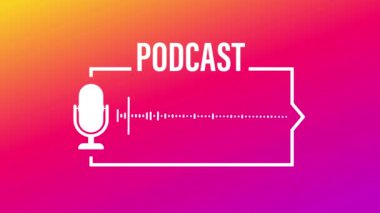 Podcast. Rozet, simge, pul, logo. Hareket grafikleri.